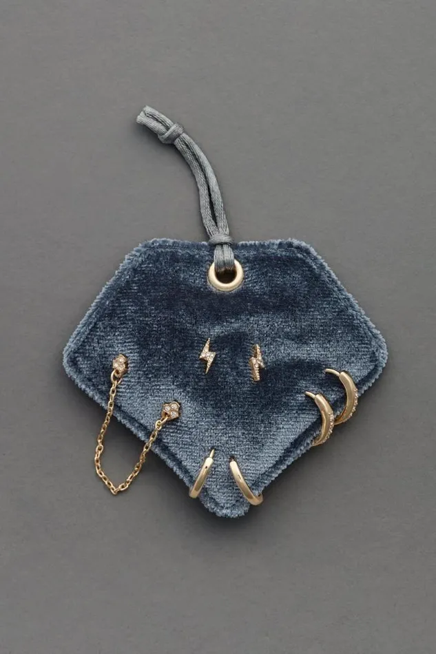 Lucky Brand Blue Stud Hoop Gift Set Gold Women Jewelry