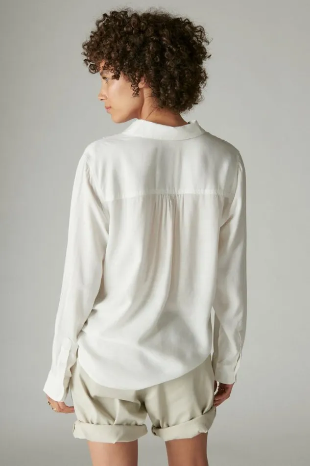 Lucky Brand Boyfriend Buttondown Shirt Bright White Women Blouses