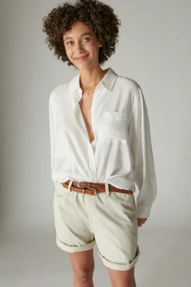 Lucky Brand Boyfriend Buttondown Shirt Bright White Women Blouses