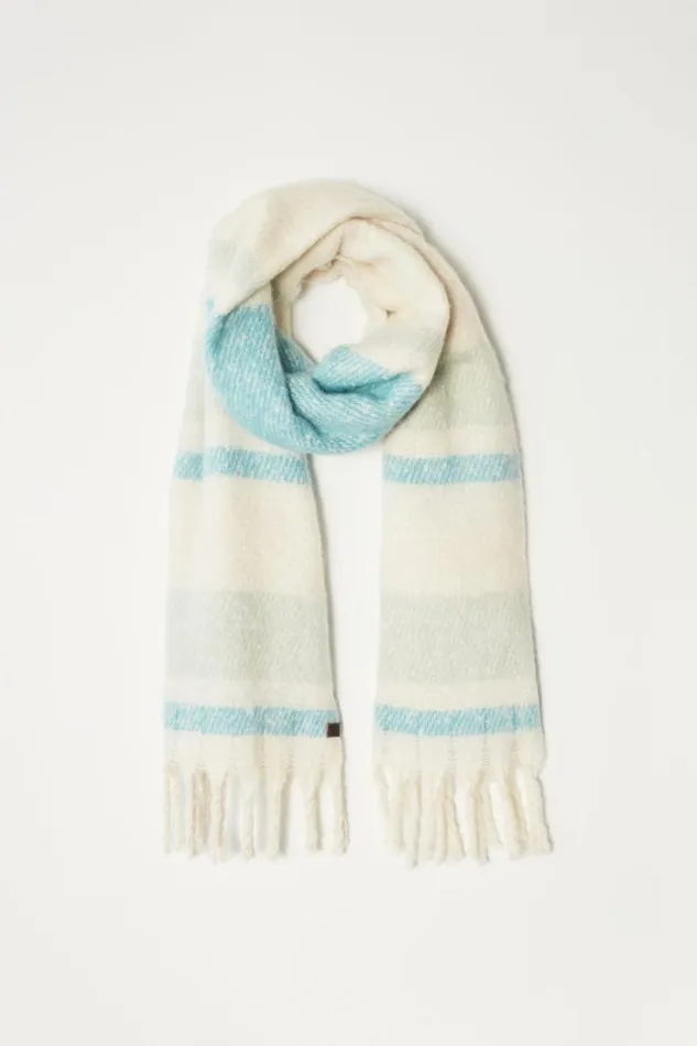 Lucky Brand Chunky Stripe Blanket Scarf Medium Light Green Women Scarves and Bandanas