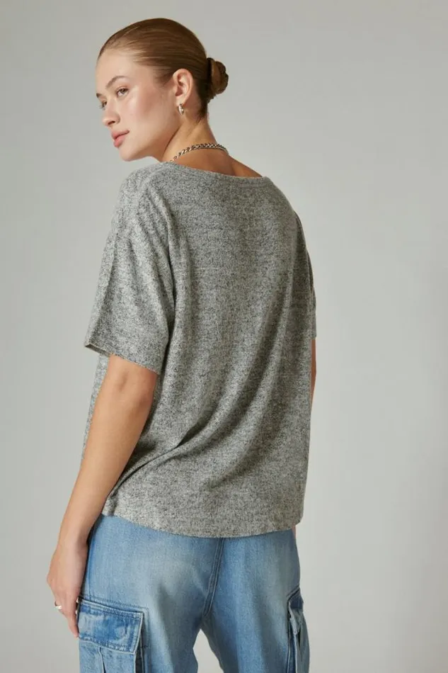 Lucky Brand Cloud Jersey Crew Neck Tee Medium Heather Grey Women All Tops