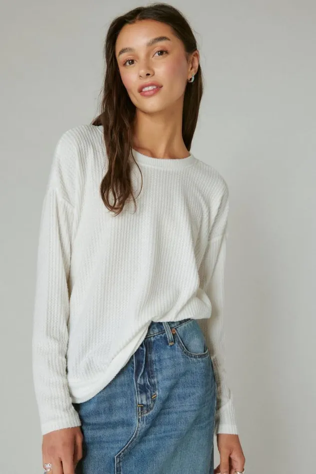 Lucky Brand Cloud Jersey Twist Back Top Whisper White Women Activewear