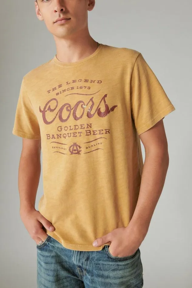 Lucky Brand Coors Western Tee Honey Mustard Men Graphic Tees