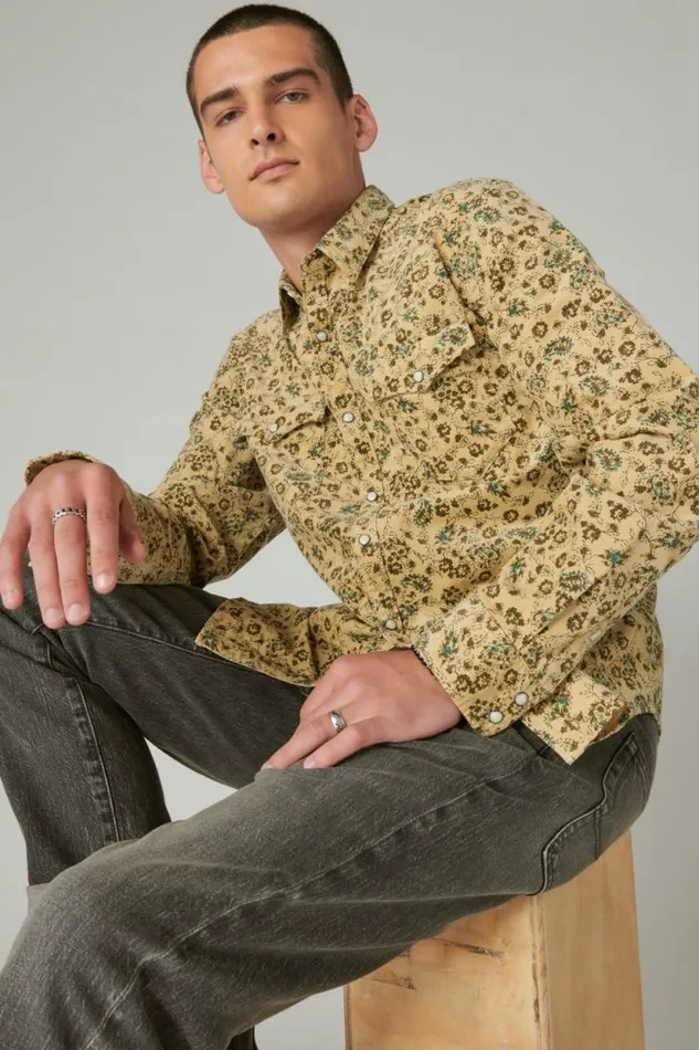 Lucky Brand Corduroy Printed Western Long Sleeve Shirt Camo Multi Men ButtonDowns Lucky Brand Corduroy Printed Western Long Sleeve Shirt Camo Multi Men ButtonDowns