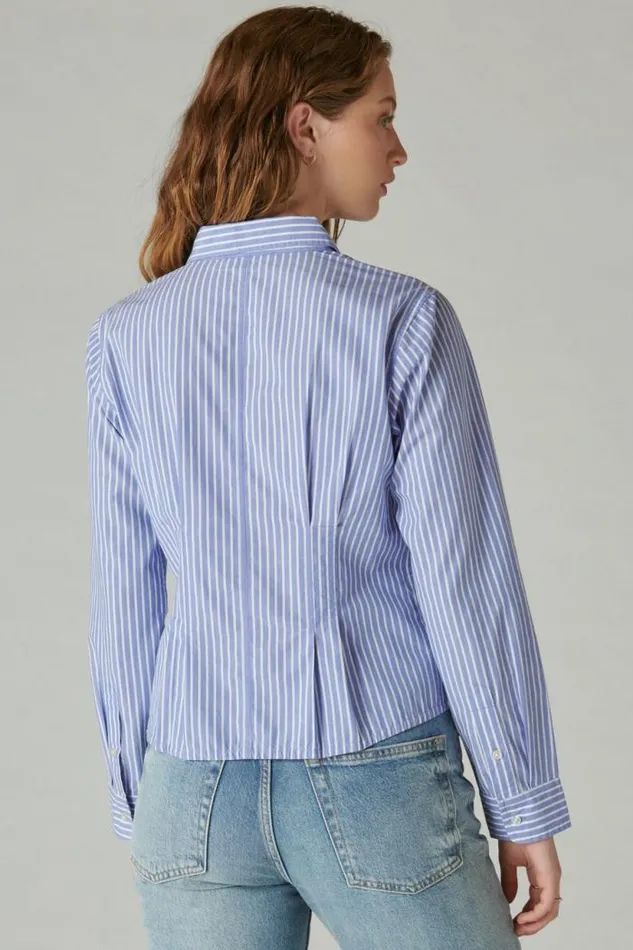 Lucky Brand Corset Shirt Persian Jewel Stripe Women Blouses