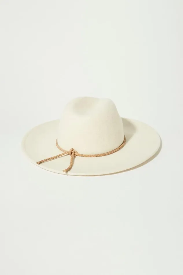 Lucky Brand Cream Leather Braided Ranger Natural Women Hats Lucky Brand Cream Leather Braided Ranger Natural Women Hats