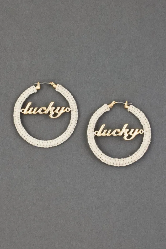 Lucky Brand Crochet Lucky Hoop Earring Gold Women Jewelry