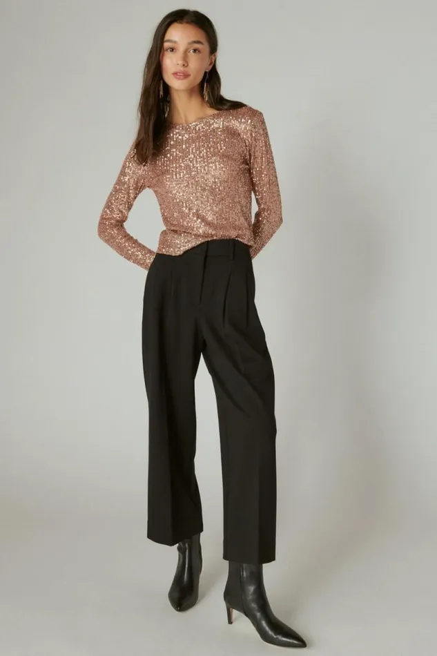 Lucky Brand Cropped Ponte Pant Deep Black Women Pants