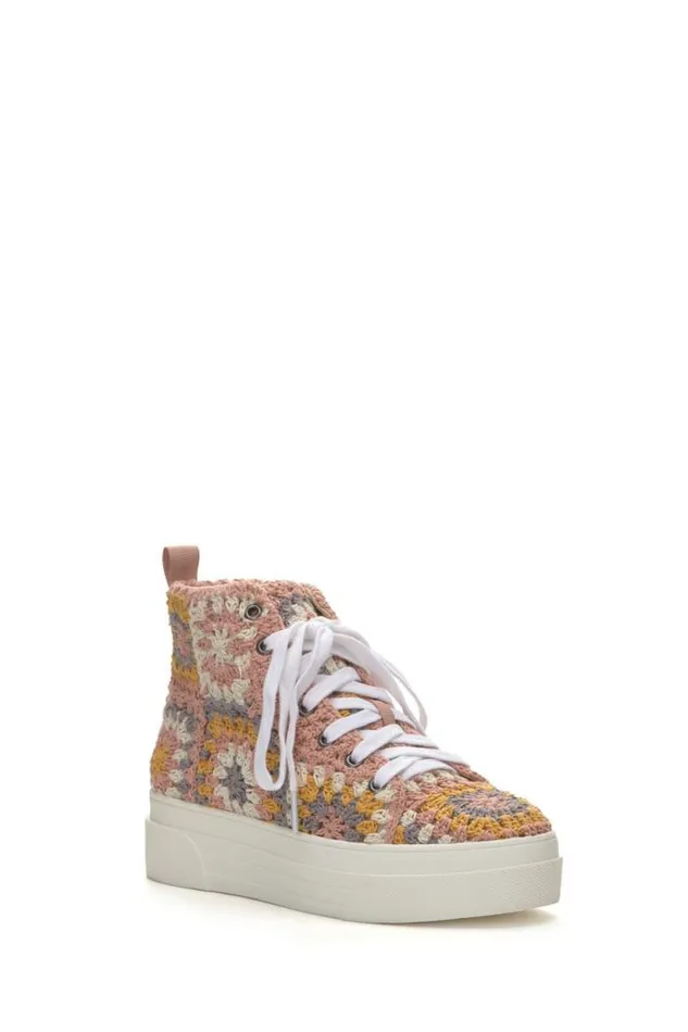 Lucky Brand Curla Crochet High Top Sneaker Light Pink Women Shoes