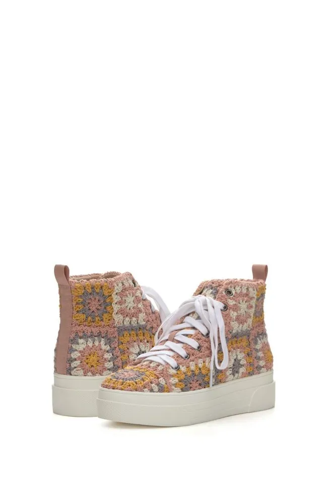 Lucky Brand Curla Crochet High Top Sneaker Light Pink Women Shoes
