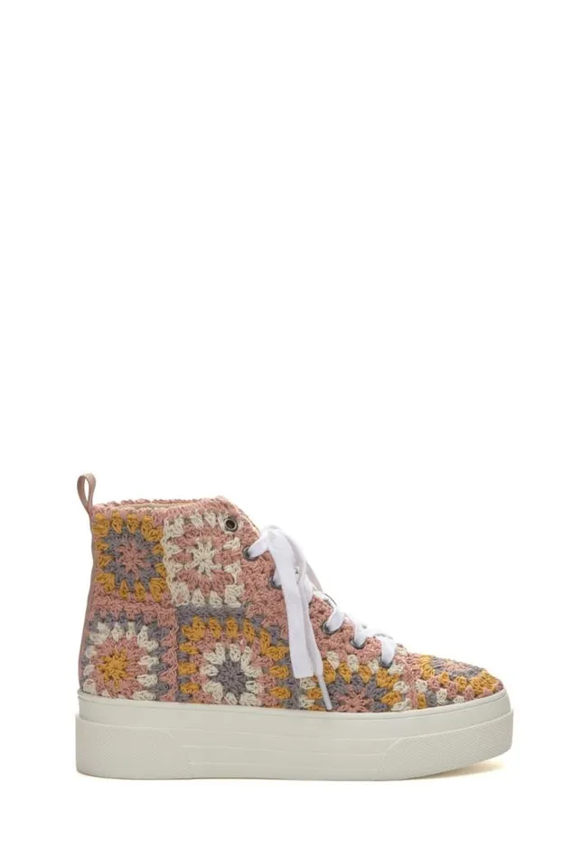 Lucky Brand Curla Crochet High Top Sneaker Light Pink Women Shoes
