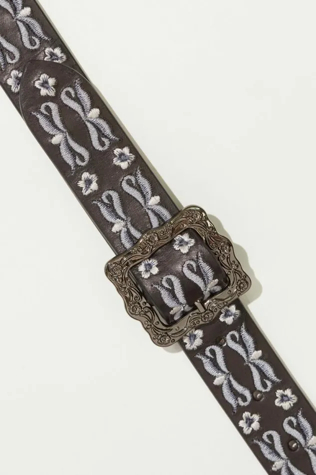 Lucky Brand Daisy And Ribbon Embroidered Belt Black Women Belts Lucky Brand Daisy And Ribbon Embroidered Belt Black Women Belts