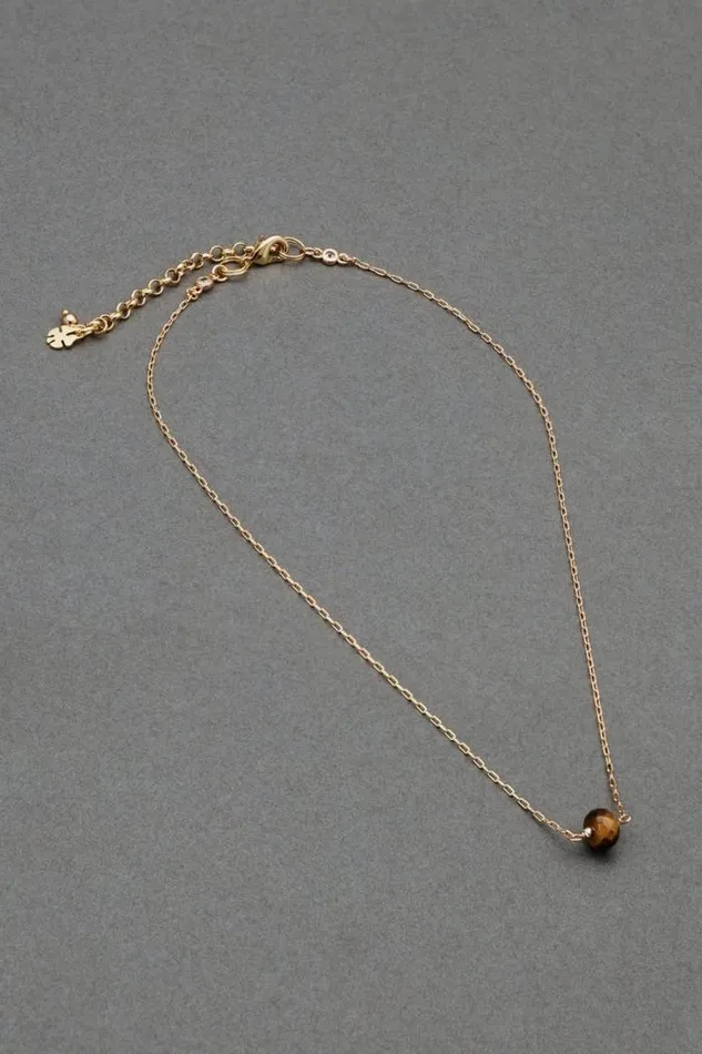 Lucky Brand Delicate Tigers Eye Pendant Gold Women Jewelry