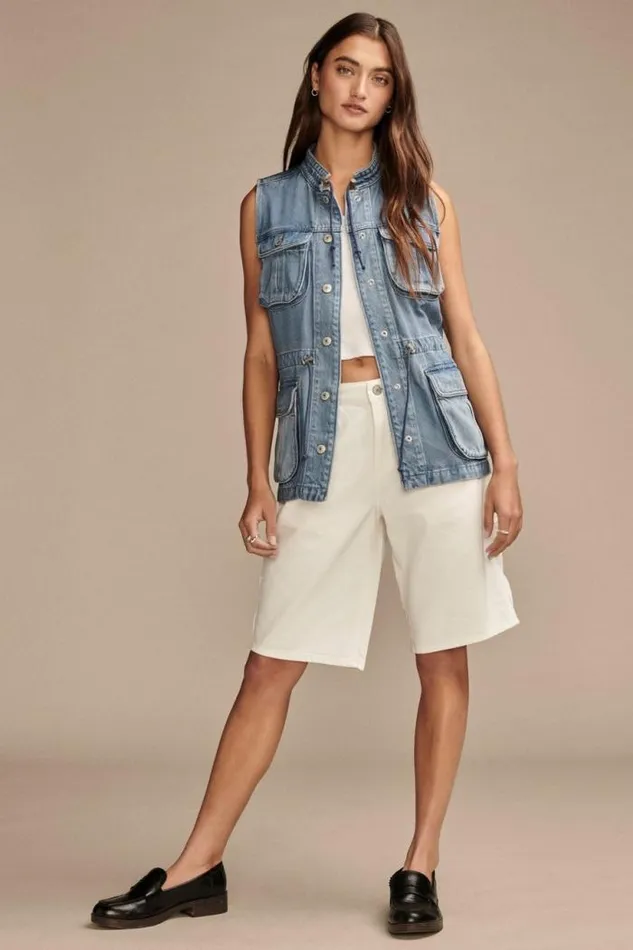 Lucky Brand Denim Utility Vest Lakeside Women Jackets and Outerwear
