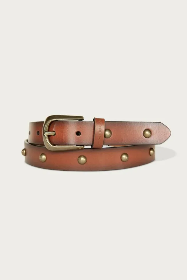 Lucky Brand Dome Studded Leather Belt Medium Brown Women Belts
