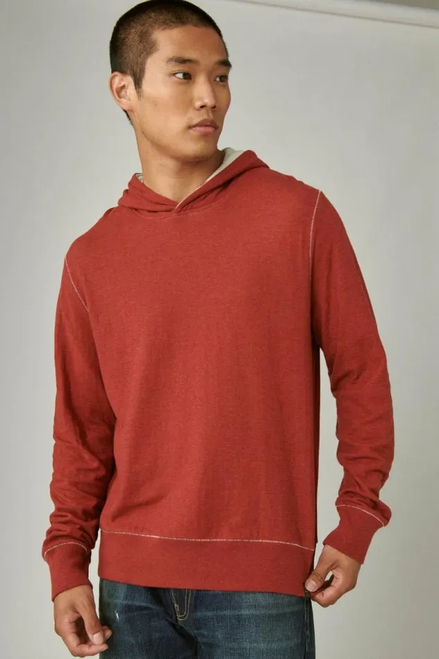 Lucky Brand Duo Fold Hoodie 636 Red Men Shirts and Tops