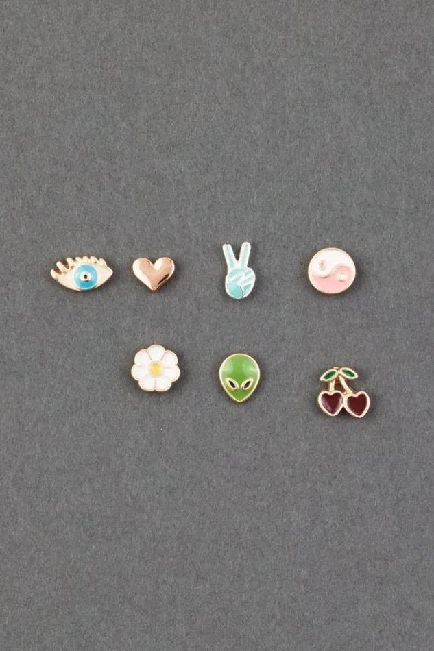 Lucky Brand Enamel Mint Leather Stud Set Two Tone Women Jewelry