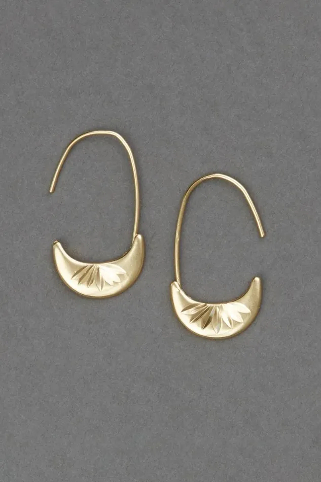 Lucky Brand Etch Threader Hoop Earring Gold Women Jewelry