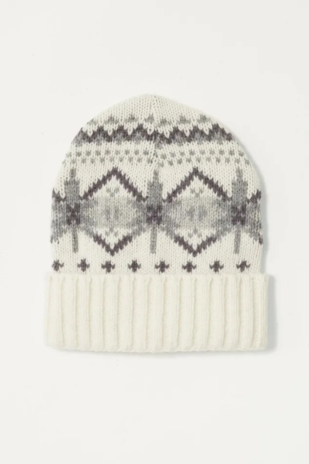 Lucky Brand Fair Isle Beanie Cloud Dancer Combo Women Hats