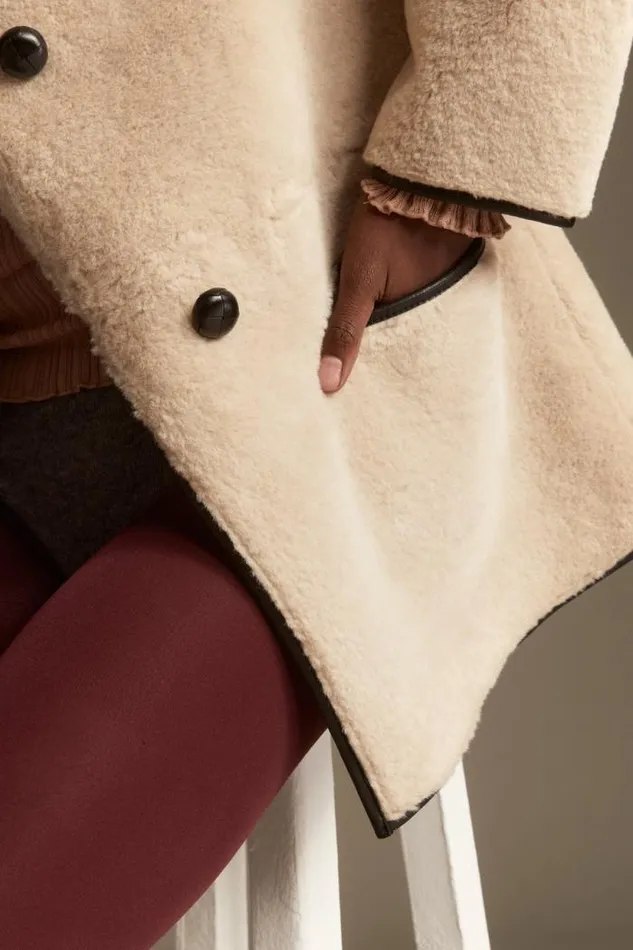 Lucky Brand Faux Shearling Toggle Jacket Cream Women Jackets and Outerwear