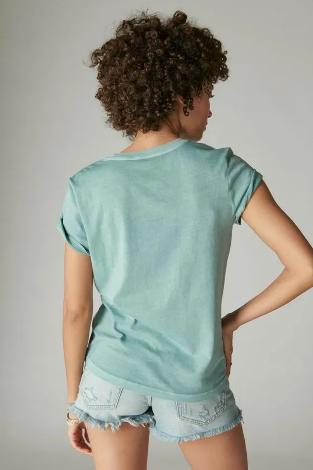 Lucky Brand Flower Moon Classic Crew Trellis Women Graphic Tees