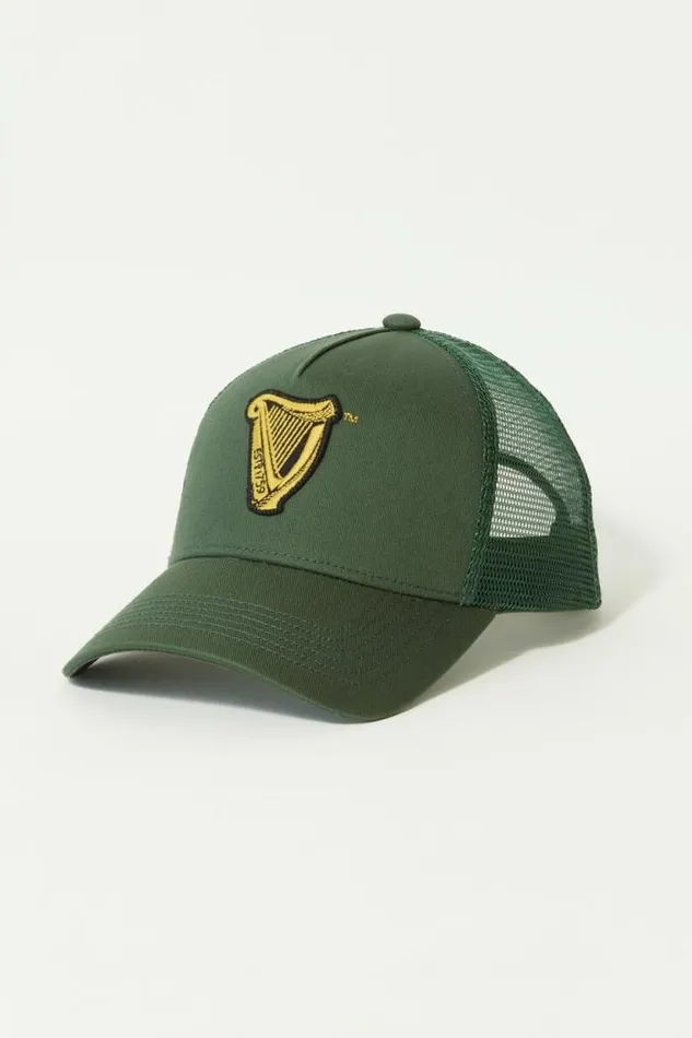 Lucky Brand Guinness Harp Trucker Hat Dusty Olive Men Hats