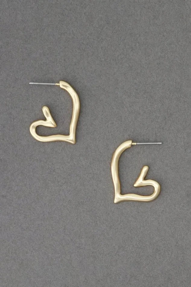 Lucky Brand Heart Hoop Earring Gold Women Jewelry