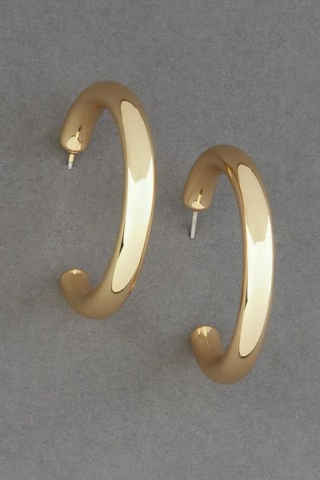 Lucky Brand High Shine Hoop Earring Gold Women Jewelry