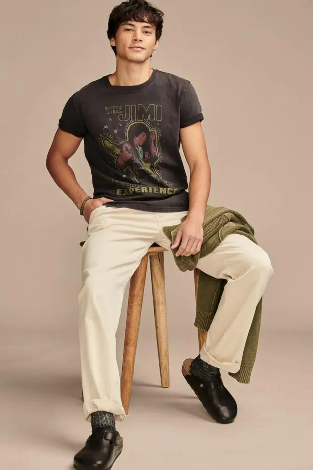 Lucky Brand Jimi Hendrix Jet Black Men Graphic Tees