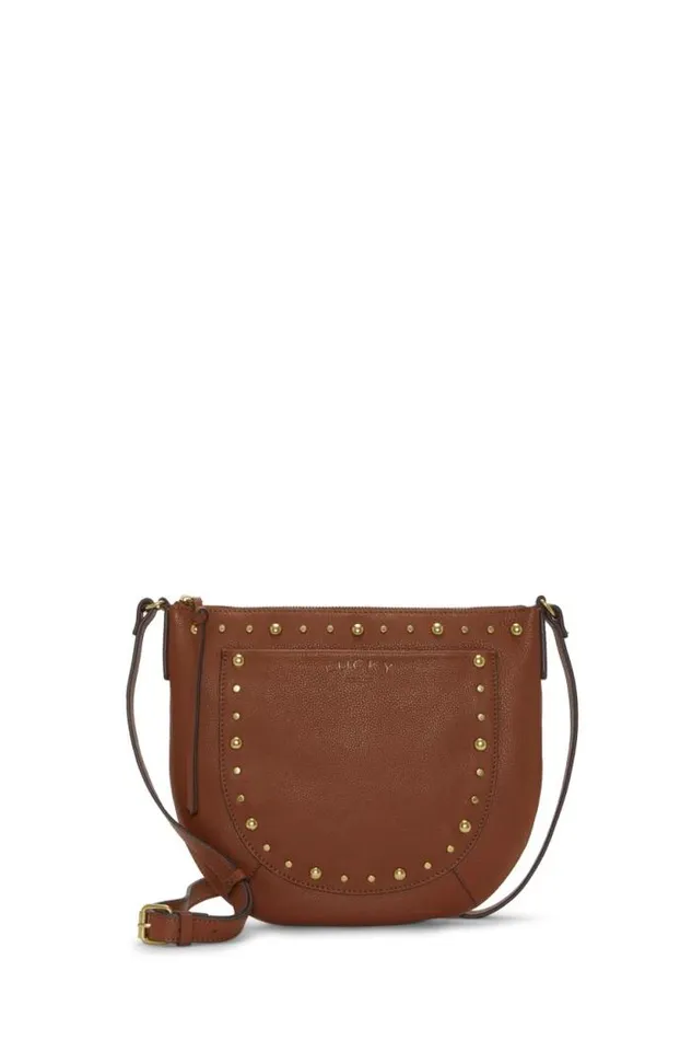 Lucky Brand Kyla Studded Crossbody Bag Dark Brown Women Handbags