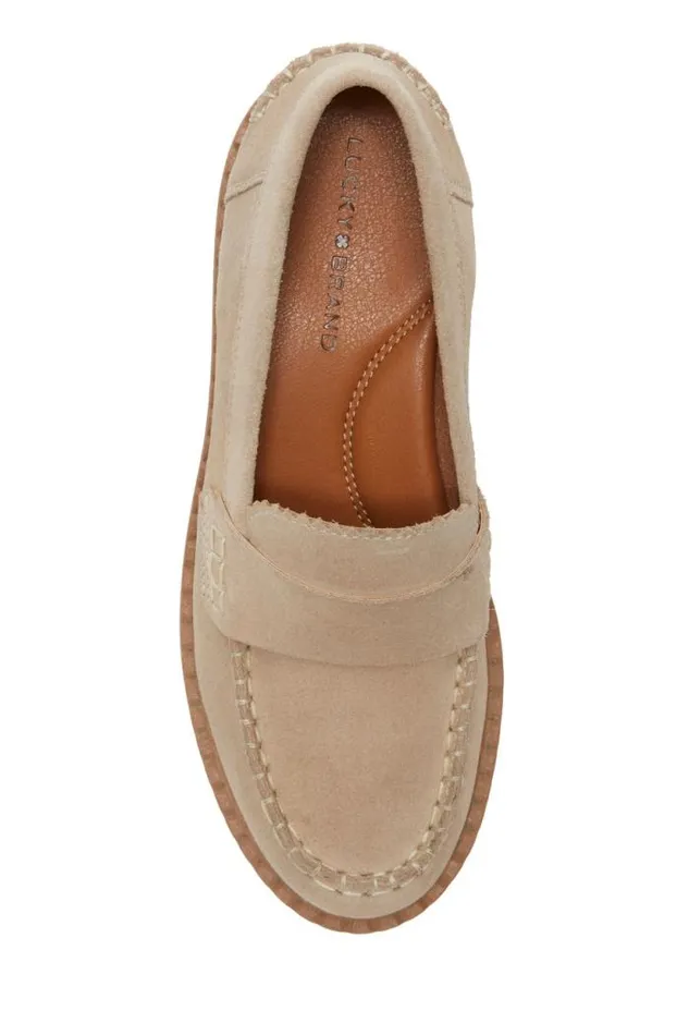 Lucky Brand Larissah Suede Loafer Light Beige Women Shoes