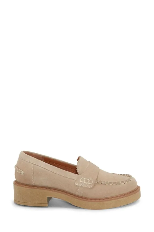 Lucky Brand Larissah Suede Loafer Light Beige Women Shoes