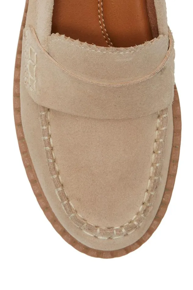 Lucky Brand Larissah Suede Loafer Light Beige Women Shoes