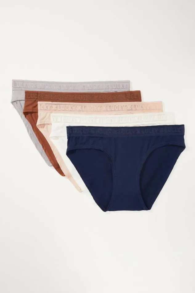 Lucky Brand Lucky Lace Bikini 5 Pk Dark Blue Women Intimates and Sleepwear