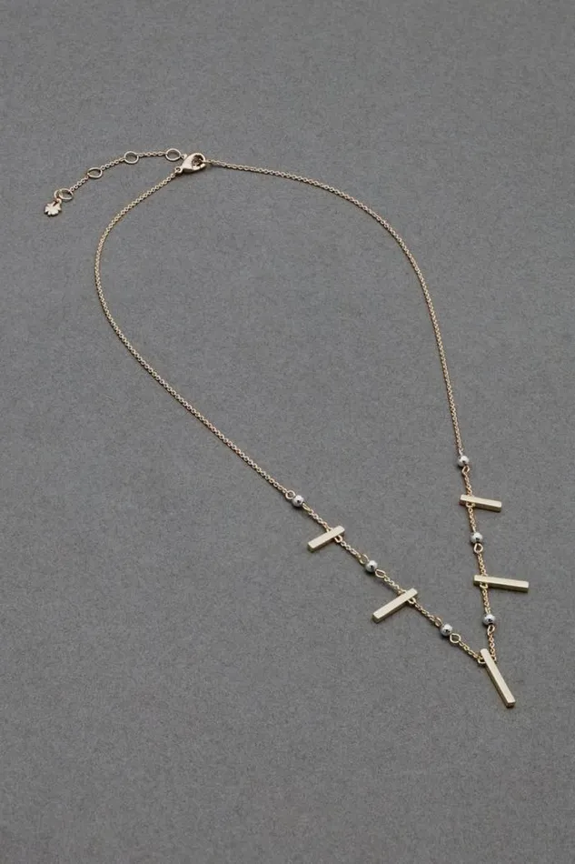 Lucky Brand Modern Bar Collar Necklace Two Tone Women Jewelry
