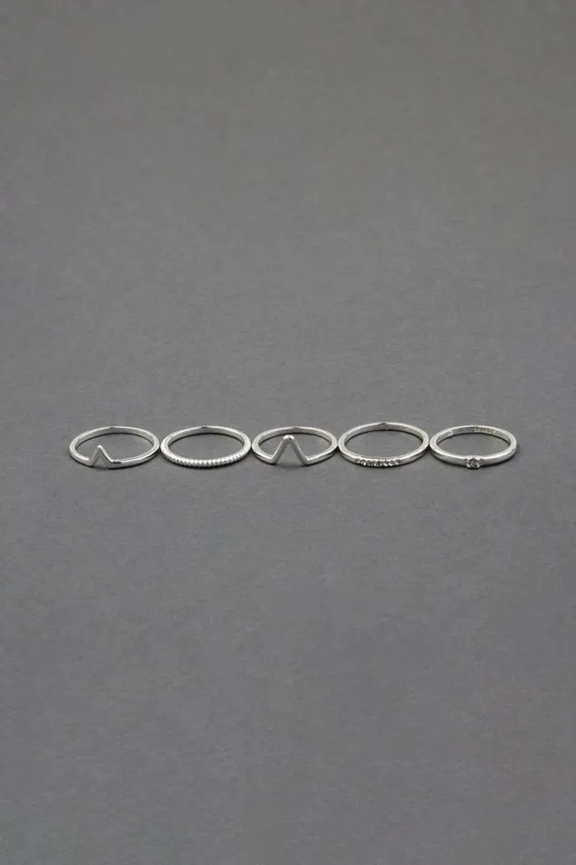 Lucky Brand Pave Silver Tone Ring Stack Silver Women Jewelry