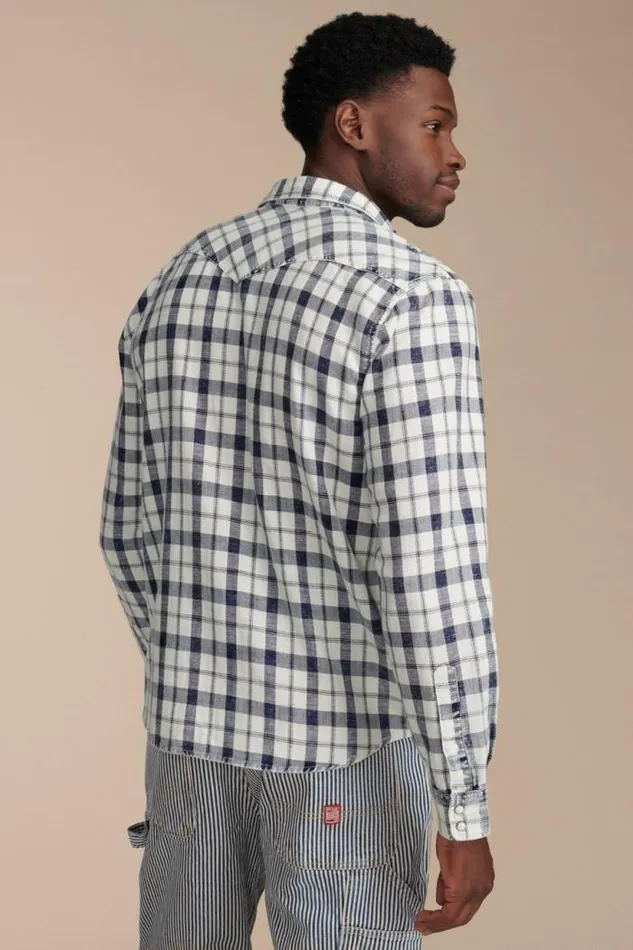 Lucky Brand Plaid Indigo Western Shirt Indigo Plaid Men ButtonDowns