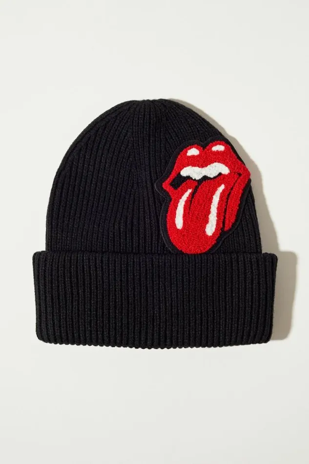 Lucky Brand Rolling Stones Beanie Black Men Hats