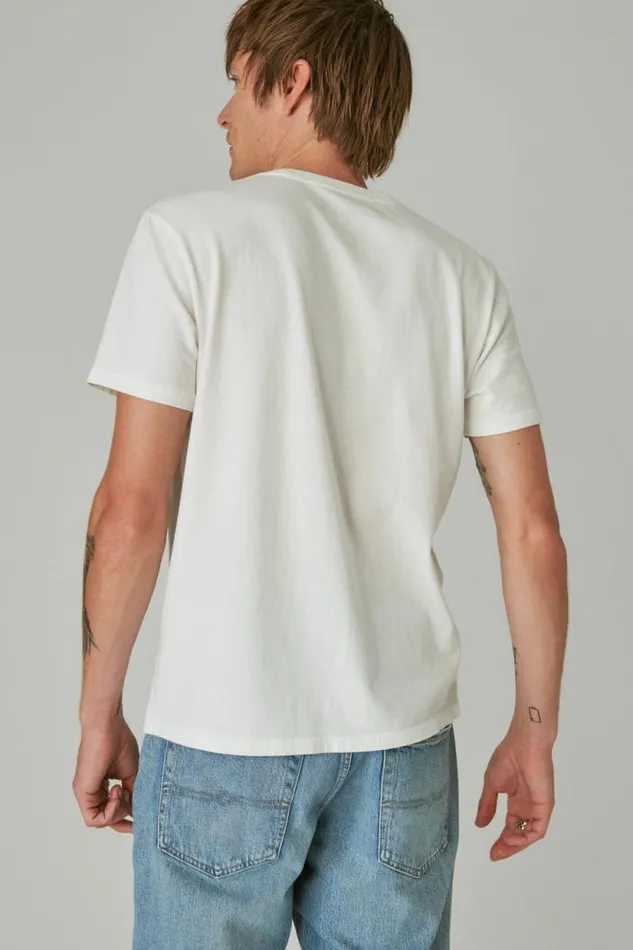 Lucky Brand Rolling Stones Patch Marshmallow Men Graphic Tees