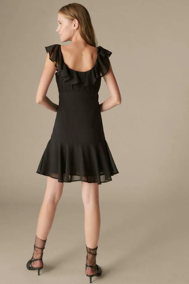Lucky Brand Ruffle Mini Dress True Black Women Dresses