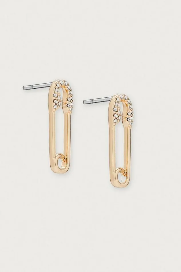 Lucky Brand Safety Pin Earring Gold Women Jewelry