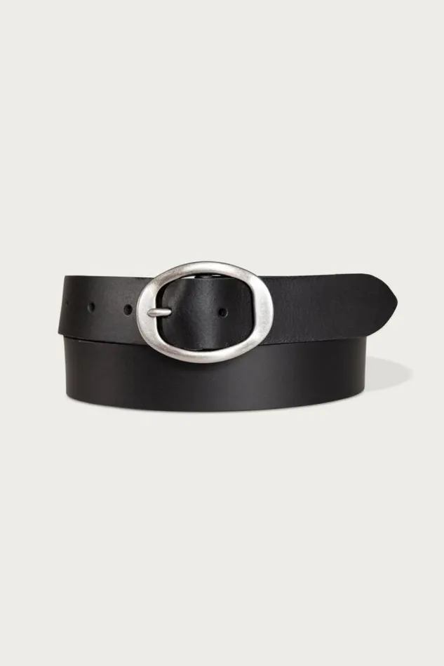 Lucky Brand Sculpted Center Bar Buckle Leather Belt Black Women Belts