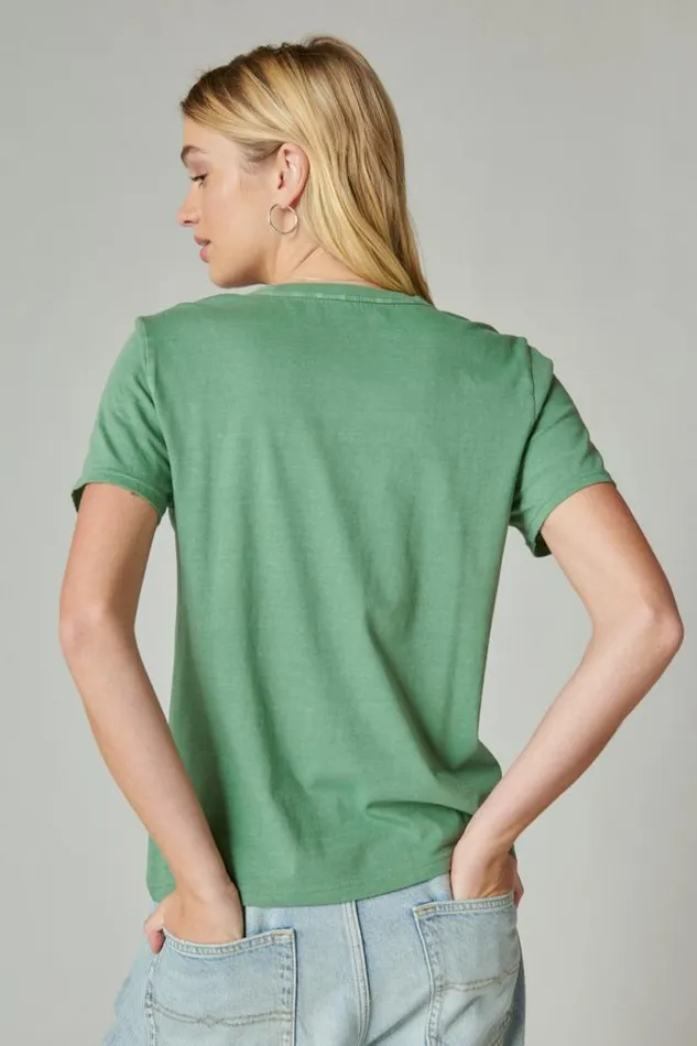 Lucky Brand Seed Beaded Eye Classic Crew Comfrey Women Graphic Tees