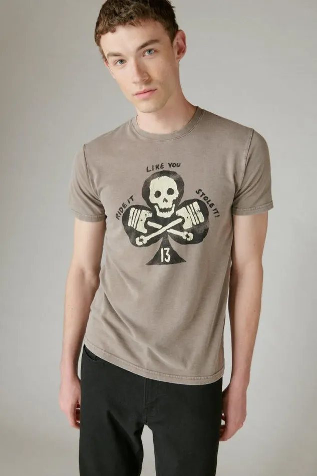 Lucky Brand Skull Club Tee Falcon Men Graphic Tees