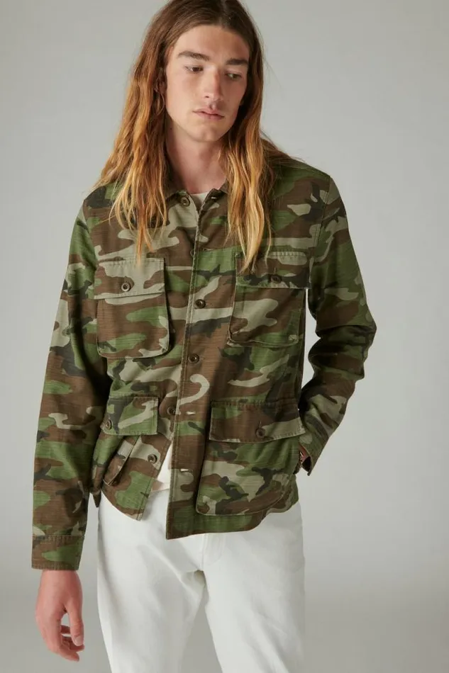Lucky Brand Slub Twill Military Jacket Camo army Colors Men Jackets and Outerwear