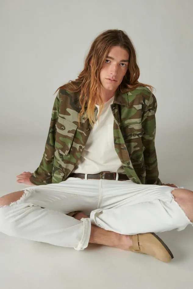 Lucky Brand Slub Twill Military Jacket Camo army Colors Men Jackets and Outerwear