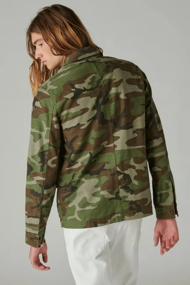 Lucky Brand Slub Twill Military Jacket Camo army Colors Men Jackets and Outerwear