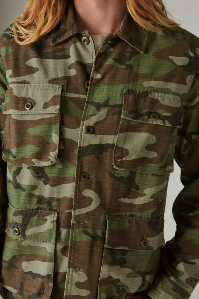 Lucky Brand Slub Twill Military Jacket Camo army Colors Men Jackets and Outerwear