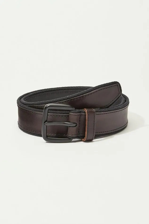 Lucky Brand Stitch Detail Belt Black Men Belts