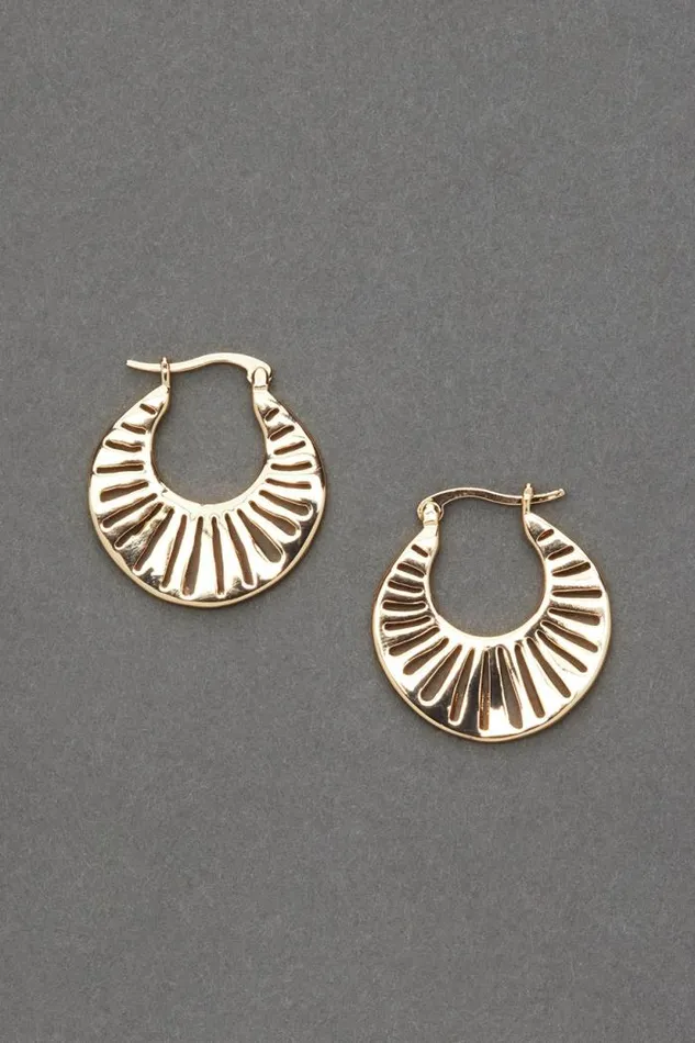 Lucky Brand Sunray Hoop Earring Gold Women Jewelry